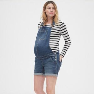 GAP Maternity Shortalls XS Denim Overall Shorts